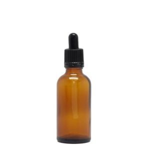 Side view of our 50ml amber glass pipette bottle used for oils and serums.