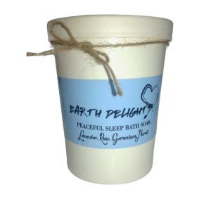 Side picture of our peaceful sleep bath soak which supports relaxation before bedtime.